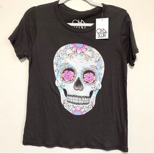 Chaser Skull Graphic Grey Short Sleeve T-Shirt
